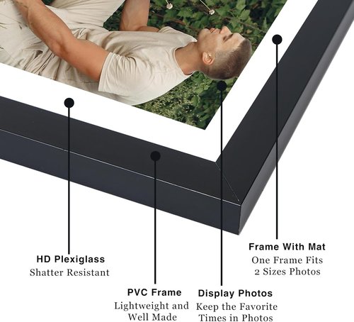 JCJMY 18-Pack 4x6 Picture Frames - Elegant Black Gallery Wall Decor for Tabletop & Hanging