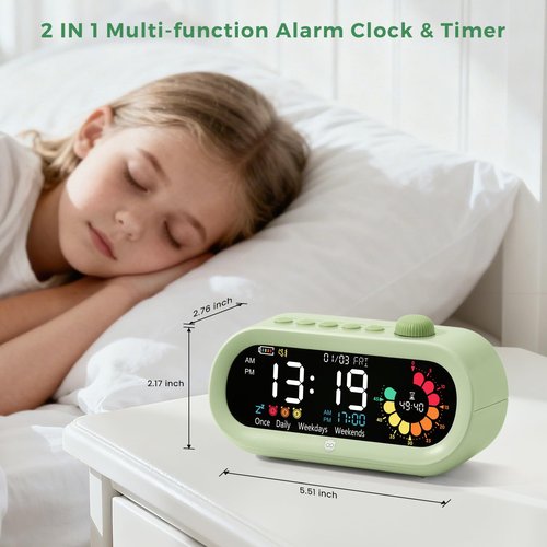 Mooking Digital Alarm Clock for Bedroom, Visual Timer for Kids, 199 Minute Rechargeable Digital Clock with Timers for Home School Supplies Study Teaching Time Timer Management Tool Countdown Timers