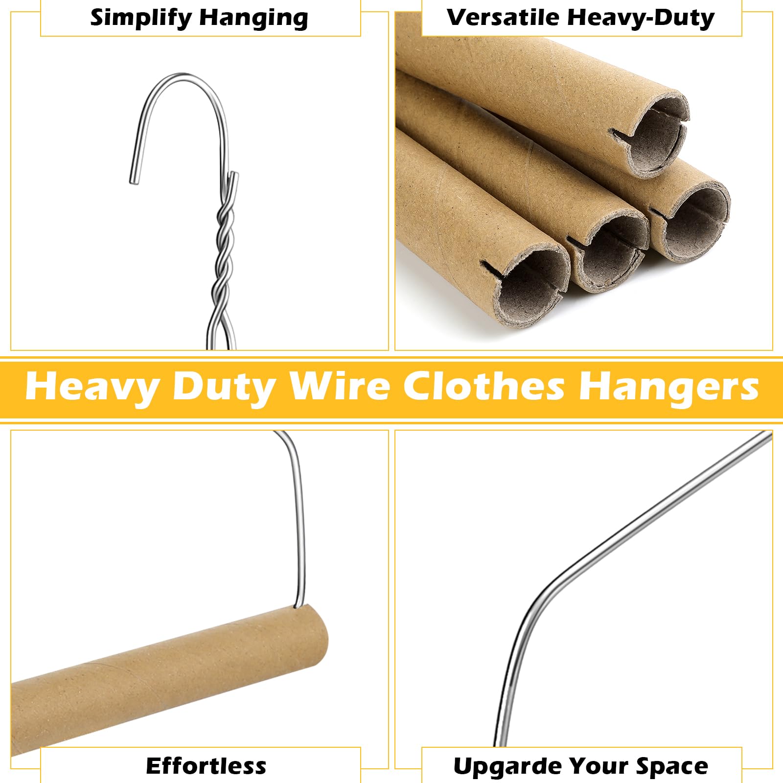 Didaey 20 Sets Heavy Duty 18" Drapery Hangers with Strong 10.5 Gauge Alloy Steel Wire for Heavy Items (Silver)