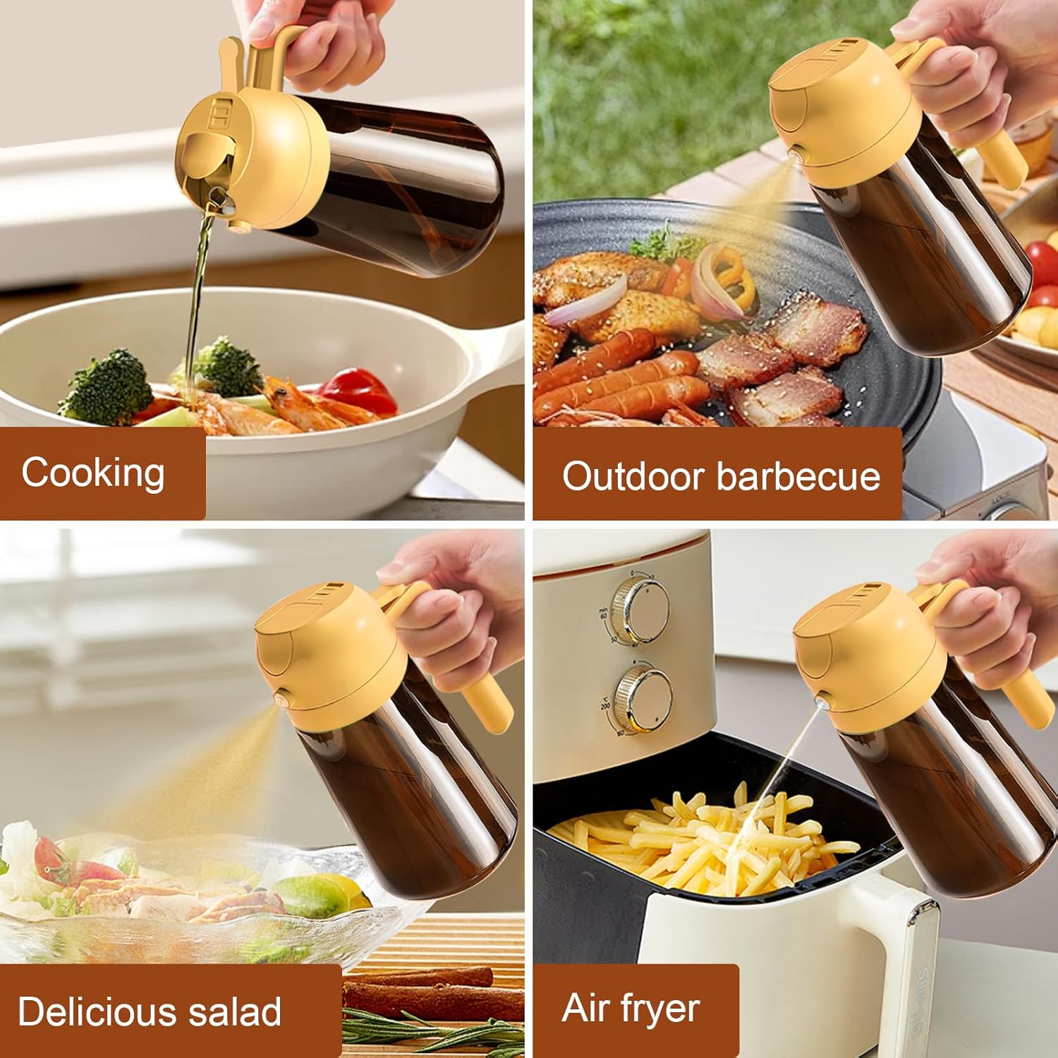 YARRAMATE Light Blocking Oil Sprayer - 16oz Food-Grade Olive Oil Dispenser Bottle | Dark Amber Glass for Cooking