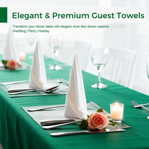 Charmount 300 Pack Disposable Linen-Feel Guest Towels, Soft Absorbent White Hand Towels Bulk, Cloth-Like Napkins for Bathroom, Kitchen, Wedding, Party, Events