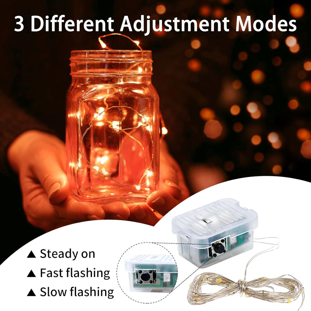 Skiennix 20 LED Fairy Lights - 7Ft Waterproof Twinkle String Lights for Mason Jar & Party Decor | Orange