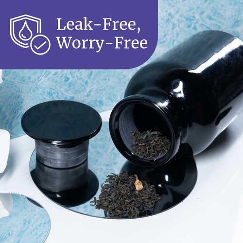 Infinity Jars 1L (34 Fl oz) Black Ultraviolet Blocking Glass Apothecary Jar Airtight Smell‑Proof Refillable Container for Herbs, Spices, Tea & Essential Oils 3-Pack