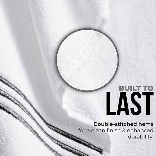 8-Piece Premium Towel Set, 2 Bath Towels, 2 Hand Towels, and 4 Wash Cloths, 100% Ring Spun Cotton Highly Absorbent Towels for Bathroom, Gym, Hotel, and Spa