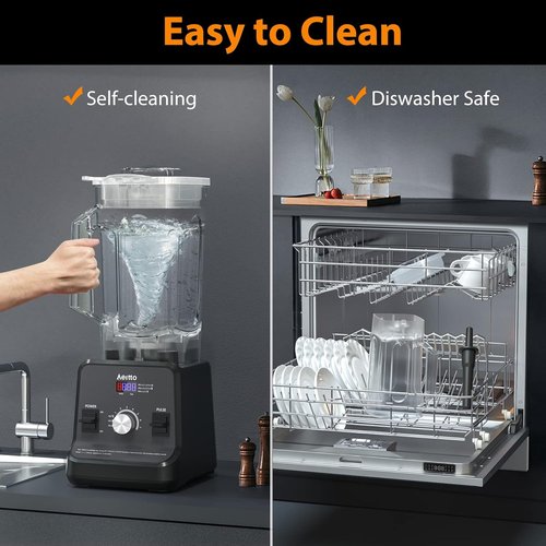 Aeitto Blender - 1500-Watt Professional Kitchen Blender | 68 Oz Capacity for Ice Crushing & Frozen Drinks - Black