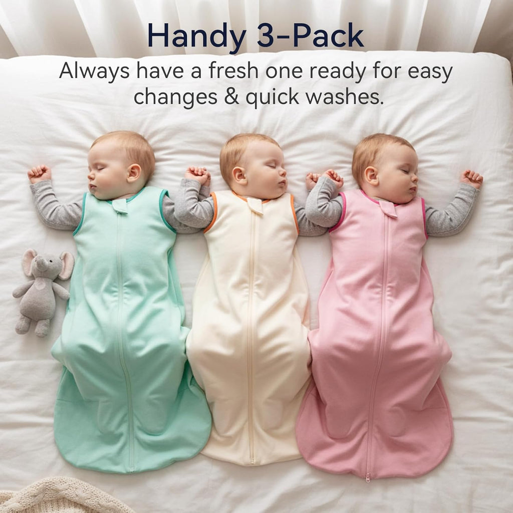 Skiennix Baby Sleep Sack - 100% Cotton Wearable Blanket for 12-18 Months | 3-Pack, Soft & Breathable