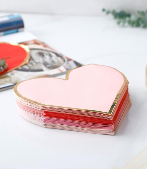 Heart Napkins - 48 PK - Bulk Heart Shaped Napkins Disposable for Valentine's Day Decorations Valentine Cocktail Napkins Paper Valentines Day Party Supplies for Kids Classroom Office Décor Gifts