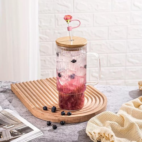 Flowers Straw Tip Covers for Stanley Spring Silicone Straw Toppers Cap Compatible Cute Floral with Stanley 30&40 Oz Tumbler Reusable Straws Tips Lids for Cup Accessories 6Pcs