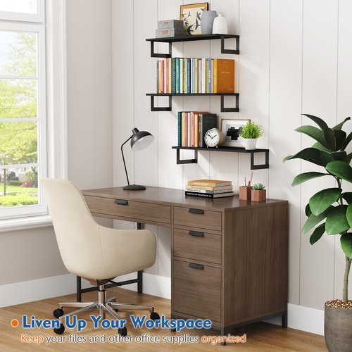 Harwaya 24 Inch Floating Shelves for Wall Set of 3, Wall Mounted Bookshelf, 8 Inches Deep Hanging Book Shelves for Living Room Bedroom Office Decor Closet Storage (Black)