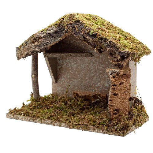 VILLAGE GIFT IMPORTERS Nativity Creche Stable | 8.5" Tall 10" Wide | Realistic Moss Roof and Floor | Beautiful Texture Work | Religious Christmas and Holiday Home Décor | Made in Italy