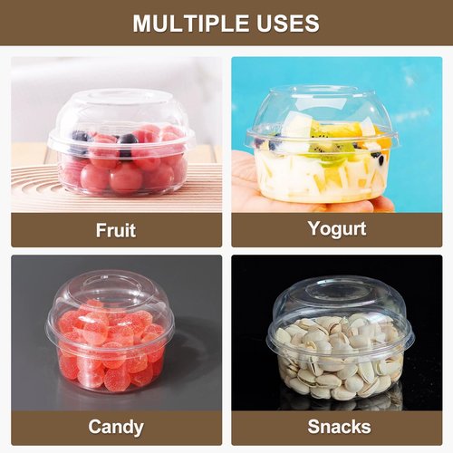 OBXMLFY 8oz Plastic Containers With Lids And Spoons 50 Pack, Dessert Cups With Lids,Small Disposable Snack Bowls For Ice Cream Cake Fruit Parfait Pudding And Jello Shot (8oz)