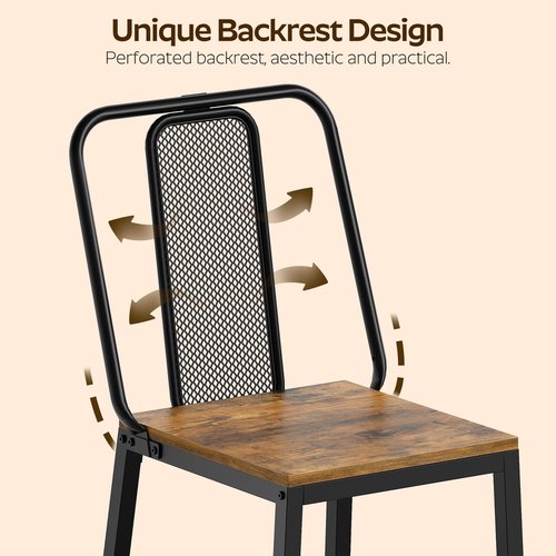 YATINEY Dining Chairs Set of 2, Wooden Kitchen Chairs, Farmhouse Dining Chairs with Back Support, for Living Room, Kitchen, Rustic Brown and Black CY01L2BRN1