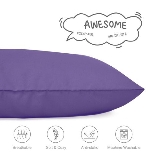 EXQ Home Toddler Pillowcases Zippered 13x18 Travel Pillow Case Set of 2, Small Pillow Case Fits Baby Pillow Sized 12x16, 13x18, Kids Pillowcases 2 Pack Machine Washable（Deep Purple）