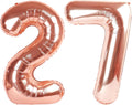 Skiennix 27 Balloon Number - Large Rose Gold Foil Decoration for Happy Birthday & Celebrations