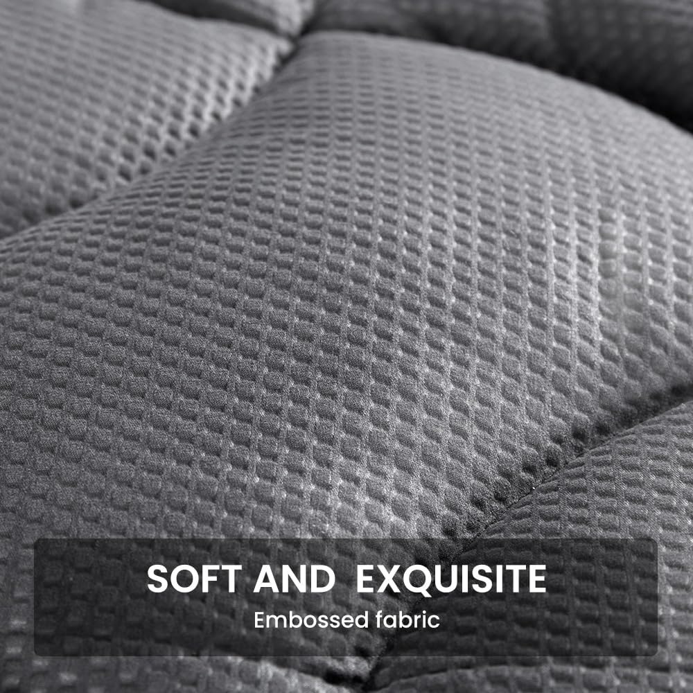 Sleep Zone Cooling Queen Mattress Topper - Premium Breathable Pad Cover with Deep Pockets (Grey)