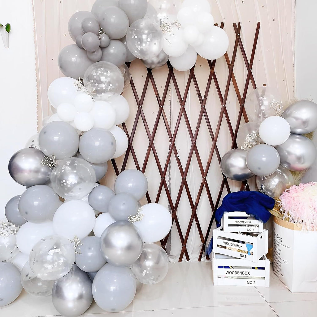 Voircoloria Gray Balloon Garland Kit - 90 Pack in 18/12/10/5 Inch Sizes | Perfect for Graduation, Weddings, and Baby Showers