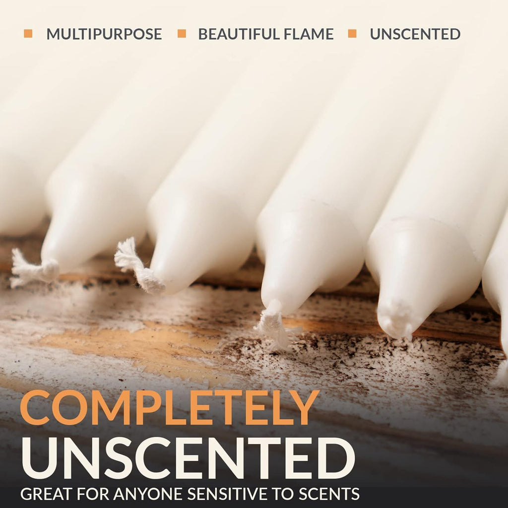 PAMI Traditional Shabbat Candle Sticks - 12-Pack Unscented Taper Candles | 3-Hour Burn Time
