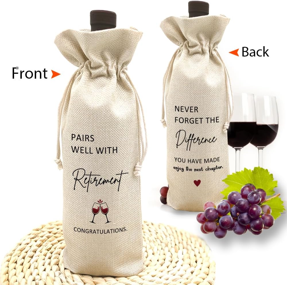 TBITON Retirement Gifts for Woman Men,Best Retired Wine Bag Gift Party Decor, Retired Gifts Leaving Gifts for Coworkers Boss,Pairs Well With Retirement