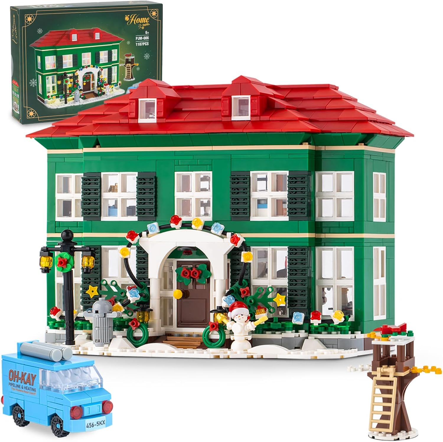Skiennix Christmas House Building Set - 1187PCS Holiday Kit with Lights for Adults & Movie Fans