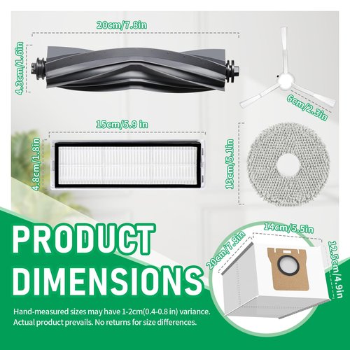 Klypticfit 24Pcs Replacement Parts for Dreame L10s Ultra/L10 Ultra Vacuum Cleaner Accessories Kit, 2 Main Brush, 4 HEPA Filters, 6 Mop Pads, 6 Dust Bags, 6 Side Brushes [Not for L10s Pro Ultra Heat]