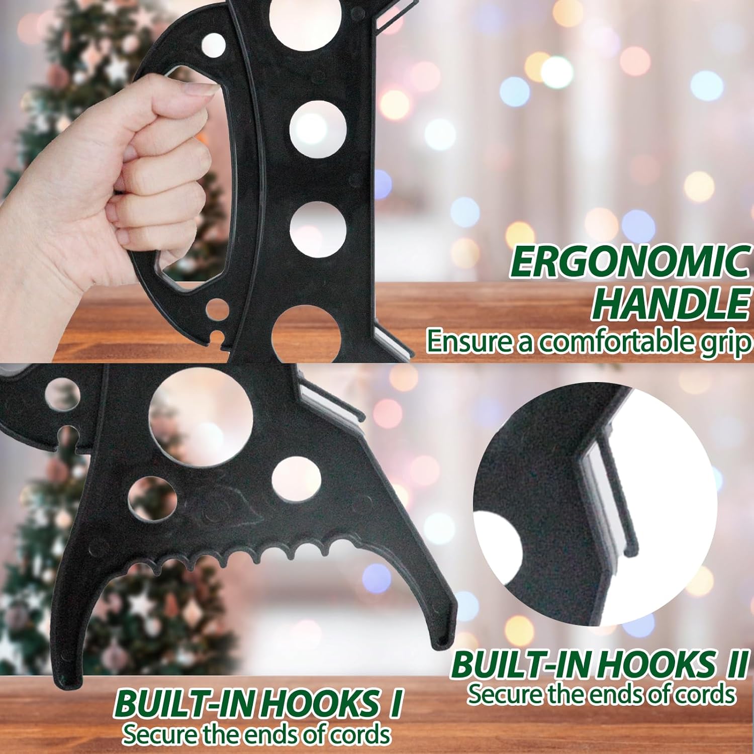 8Pack Christmas Light Storage Holder - All-Purpose Organizer for String Lights & Cords | Black