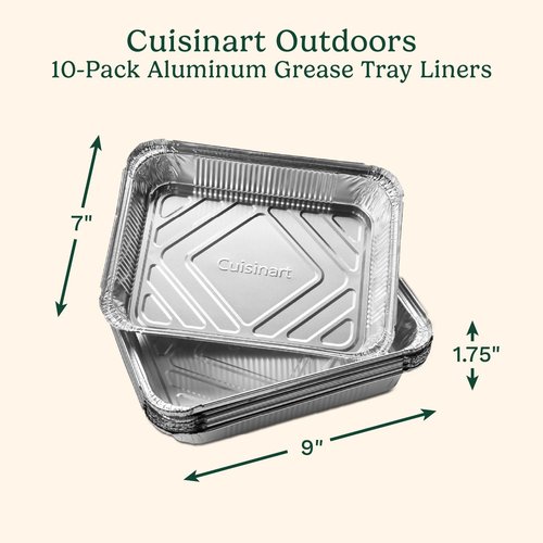 Cuisinart 10-Pack Heavy-Duty Aluminum Grease Tray Liners | Disposable Drip Trays for Griddles & Grills