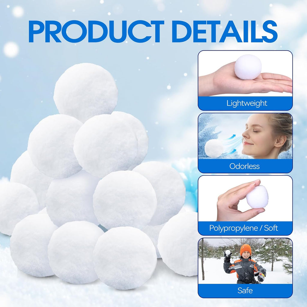 Skiennix 20 Pack Snow Toy Balls - Soft Plush Indoor Snow Fight Balls for Kids | Winter Fun & Christmas Decor