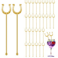 Sunnychicc 6 Inch Derby Drink Plastic Stirrers Swizzle Sticks for Cocktails Coffee Reusable U Shaped Horseshoe Drink Stirrers for Coffee Beverage Party Bar Weddings Events(Gold,30 Pcs)