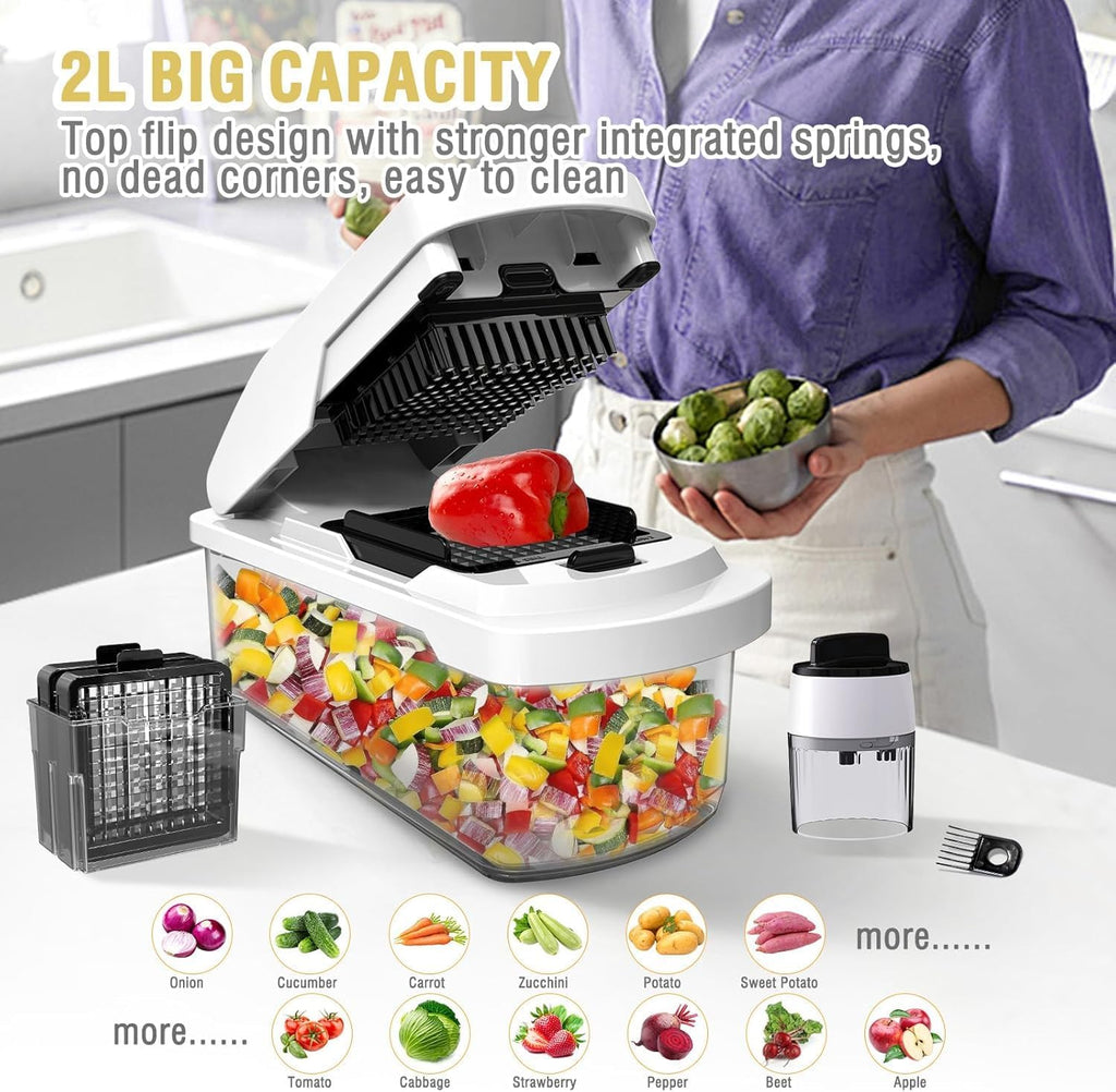 Skiennix Vegetable Chopper - 15-in-1 Mandoline Slicer & Food Dicer with Storage Container