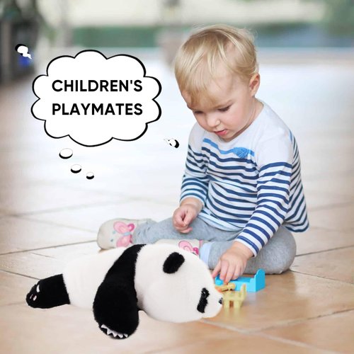 Furvana Plush Panda Stuffed Animal, Black and White Weighted Plush Pillow, 12" Soft Cuddly Toy, for Kids and Girls Birthday Christmas