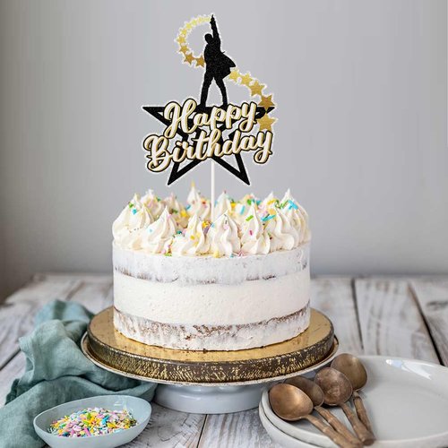 Musical Star Cake Topper,Ha*ilton Happy Birthday Cake Decor, American Musical Broadway Theater Party Decorations For Kids Adults Fan