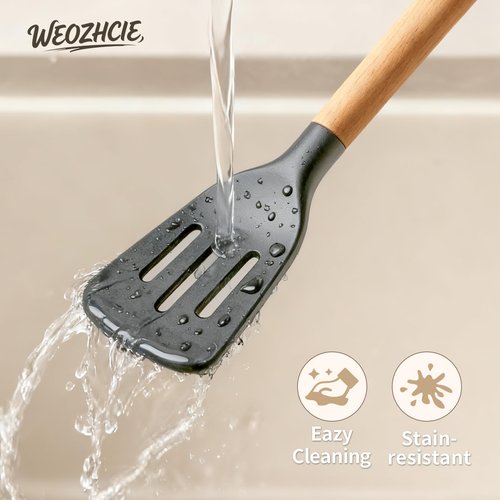 Lecakolma Silicone Cooking Utensil Set,12 PCS Cooking Kitchen Utensils Set, Nonstick Kitchen Utensils 446°F Heat-Resistant Cookware Kitchen Tools of Spoon,Brush,Whisk,Spatula,Turner Tongs (Gray)