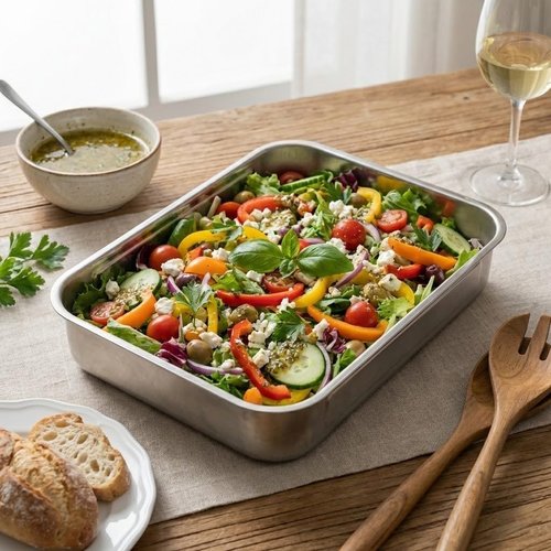 Deep Stainless Steel Baking Pan by [Brand Name] - Versatile Rectangular Roasting Sheet for Cooking & Meal Prep (14.4" x 10.4" x 2.6"), 304 Food-Grade, Dishwasher Safe