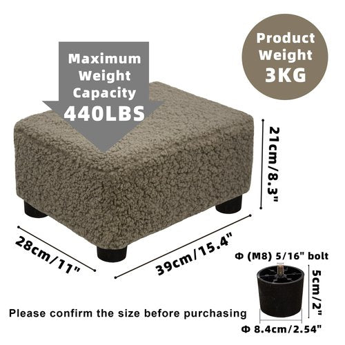 CAROLMADE Small Foot Stool Ottoman Footstool with Legs Under Desk Footrest for Living Room Bedroom and Office, Soft Coffee