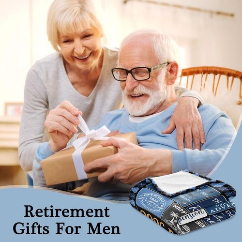 LONQELI Retirement Gifts Blanket for Men 2026, Happy Retirement Gifts for Dad, Coworker, Husband, Funny Retired Present Throw 50"x60" for Retirees