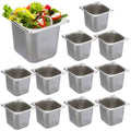 BSTKEY 12 Pack 1/6 Size 6 Inch Deep Hotel Pan, Stainless Steel Steam Table Pans, Stackable Catering Pan Commercial Food Pans for Kitchen Restaurant Buffet Party Supplies