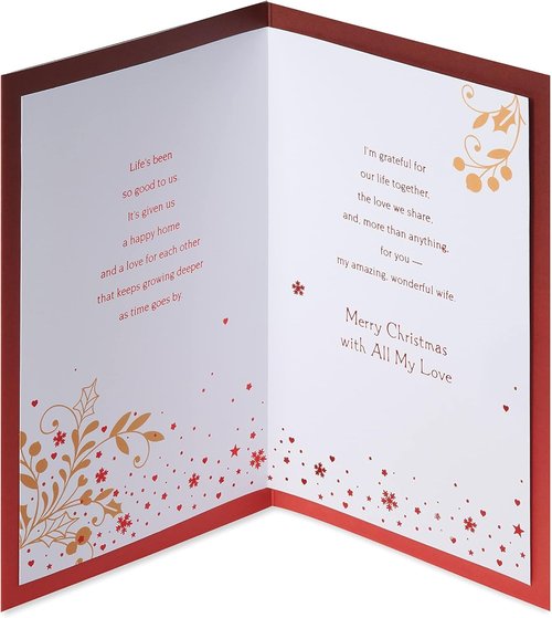 American Greetings Christmas Card - Romantic Holiday Greeting with Keepsake Ornament for Wife