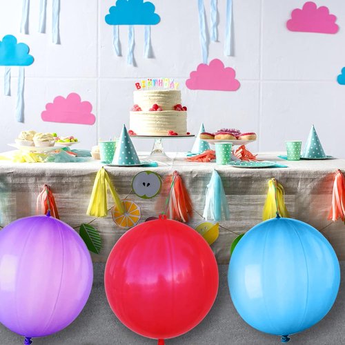 LEEZZIZZ Punch Balloons - 41Pcs Thickened Neon Heavy-Duty Balloons with Rubber Band Handle for Kids' Parties