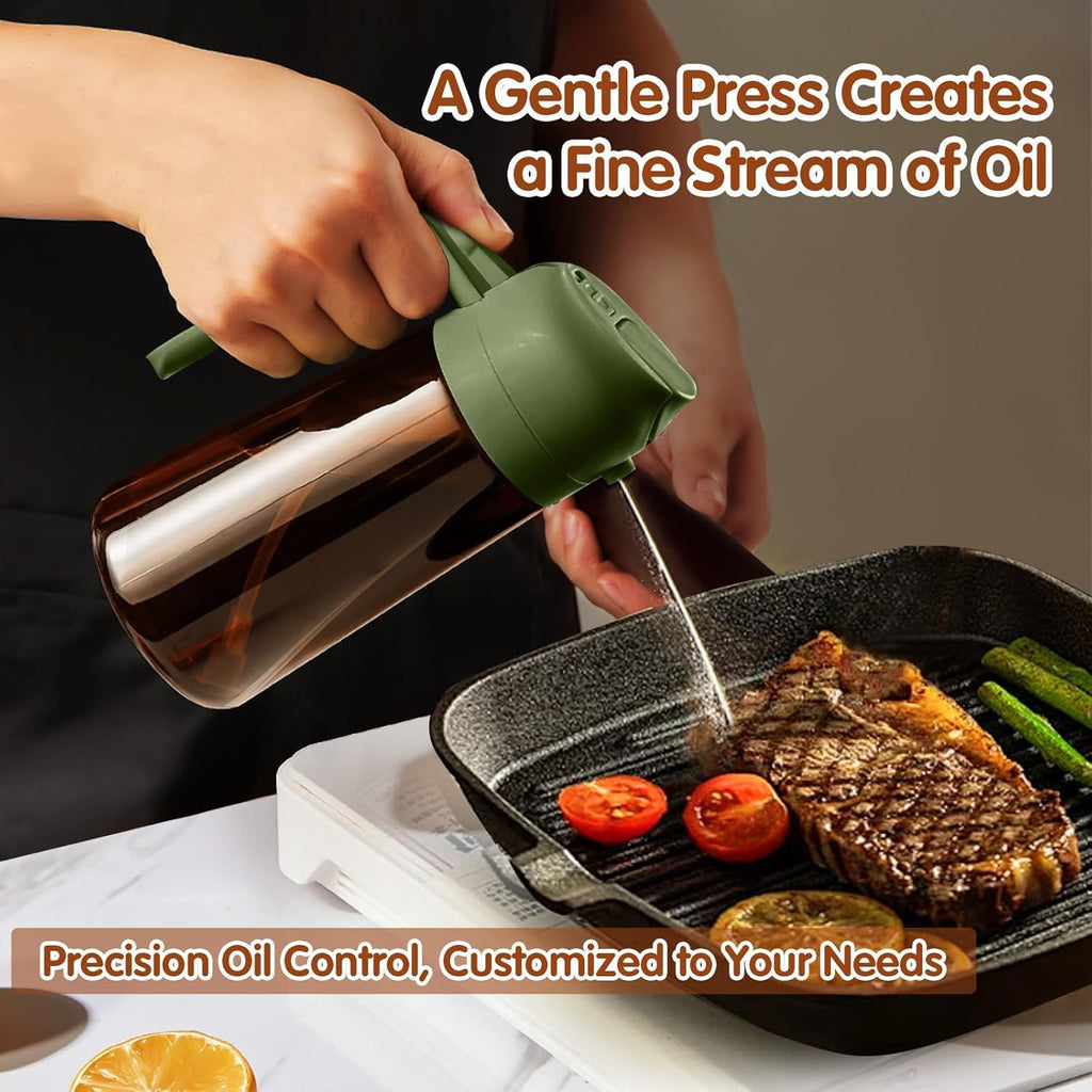 YARRAMATE 2Pcs Dark Brown Oil Sprayer - Food-Grade 2 in 1 Olive Oil Dispenser | 16oz for Cooking & BBQ
