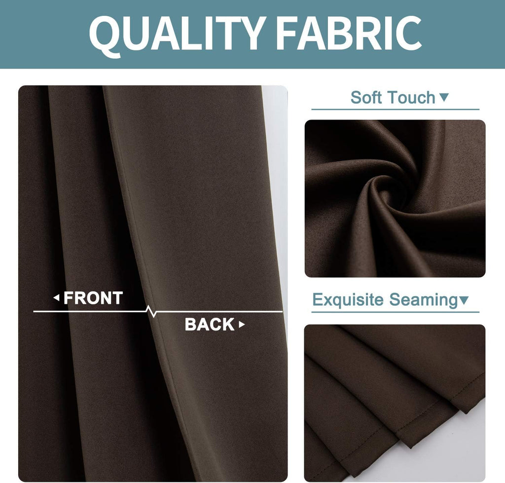 ChrisDowa Small Window Curtains - Grommet Thermal Insulated Room Darkening Panels (Brown, 42 x 36 Inch)