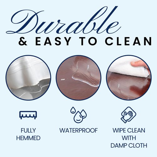 BRODER MFG. INC. Tablecloth Protector Crystal Clear Vinyl (60"x144" Oblong) | Thick, Durable Clear Table/Tablecloth Protector | Perfect for Parties, Special Occasions, Gatherings, and Everyday Use