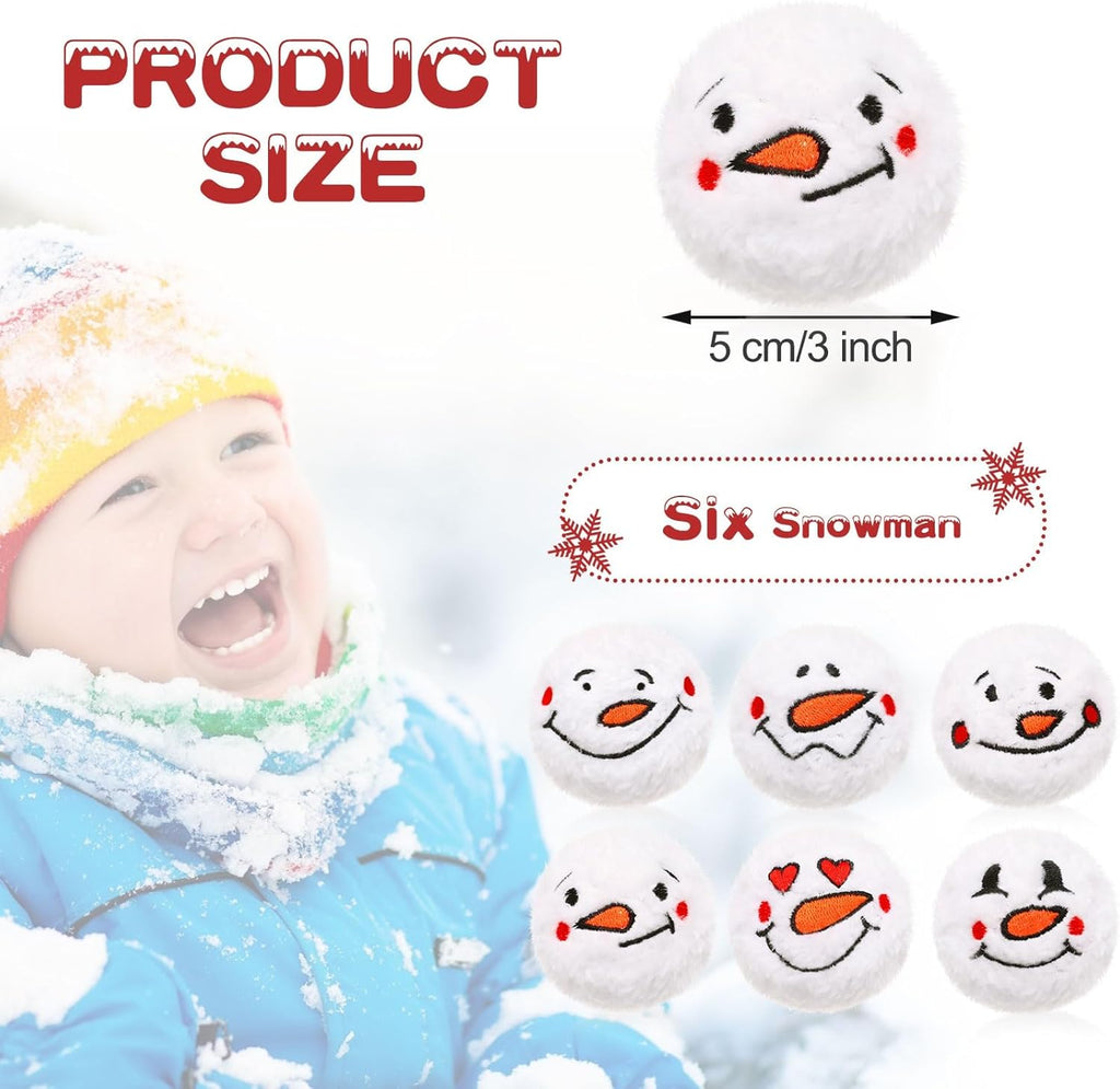 Zubebe Snowball Fun Set - 72 Cute Fake Snowmen Balls for Indoor Winter Parties | 2-Inch Classic Style