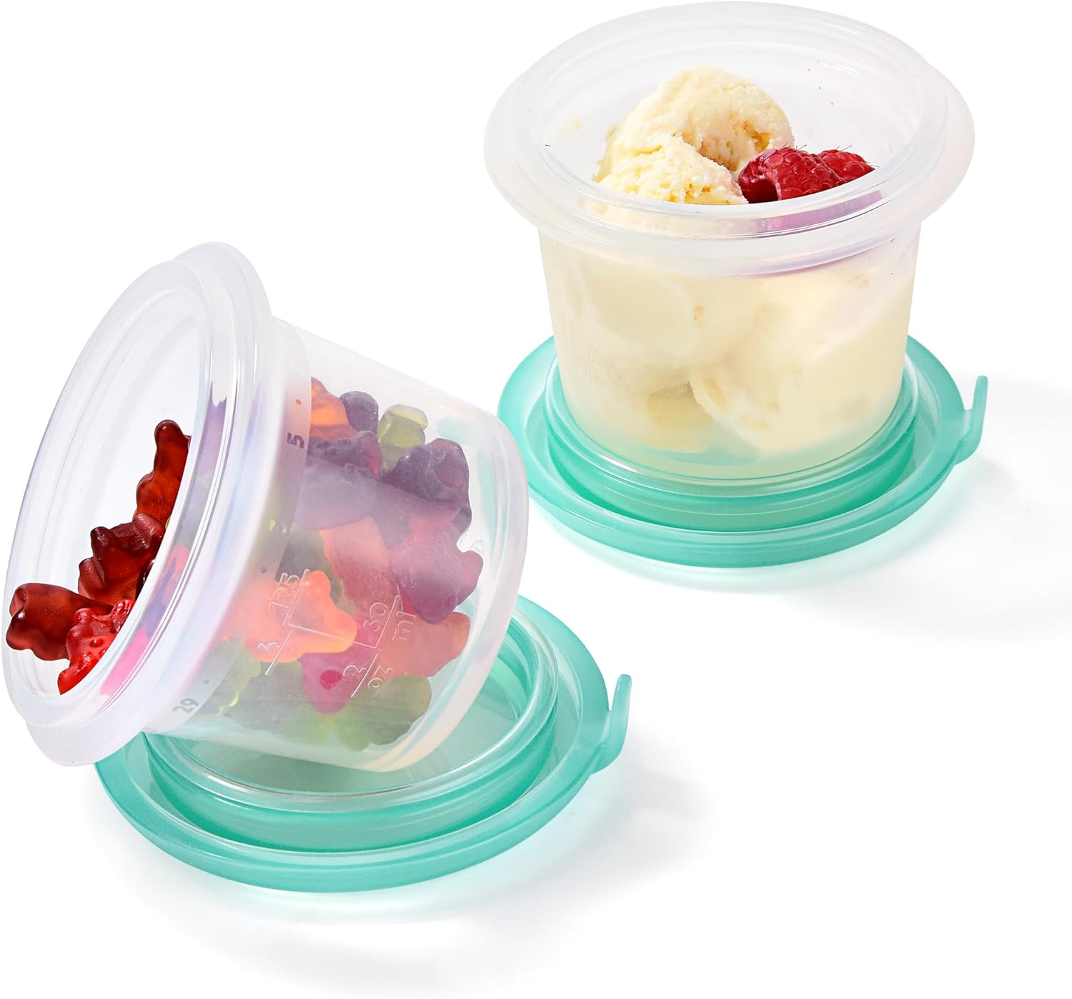 U-Taste Silicone Food Container Set - 4oz x 2, Airtight & Stackable for Snacks | Freezer & Microwave Safe, Aqua Sky