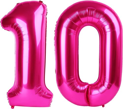 Hot Pink Number 10 Balloons - 40 Inch 10th Birthday Decorations for Girls | Perfect Party Supplies