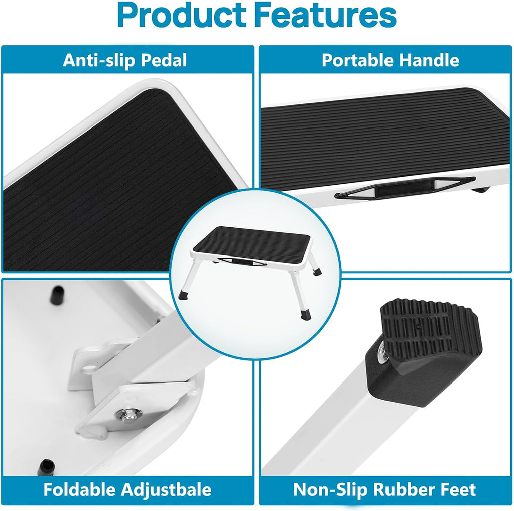 Simple Deluxe Step Stool - Foldable Heavy Duty Foot Stool with Non-Slip Platform | 330 Lbs Capacity