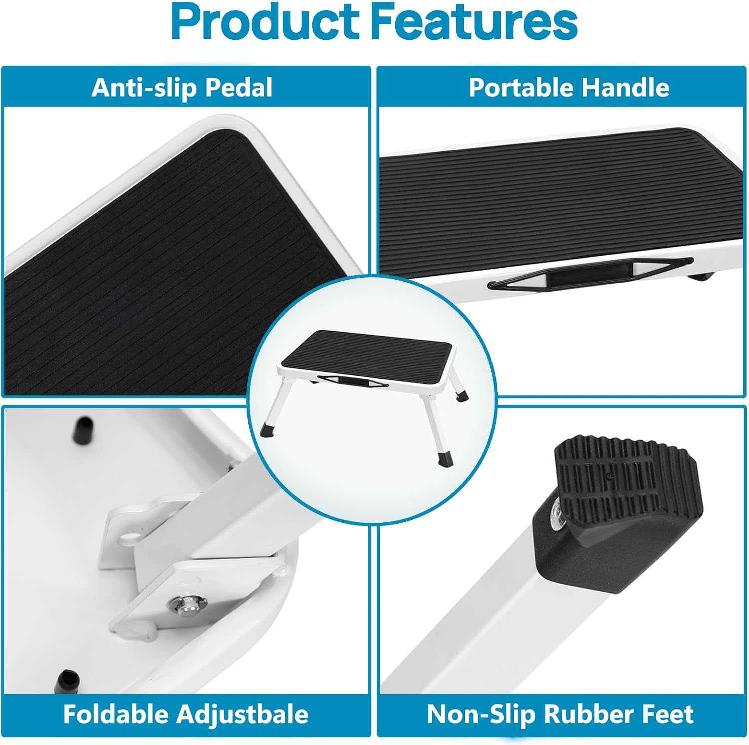 Simple Deluxe Step Stool - Foldable Heavy Duty Foot Stool with Non-Slip Platform | 330 Lbs Capacity