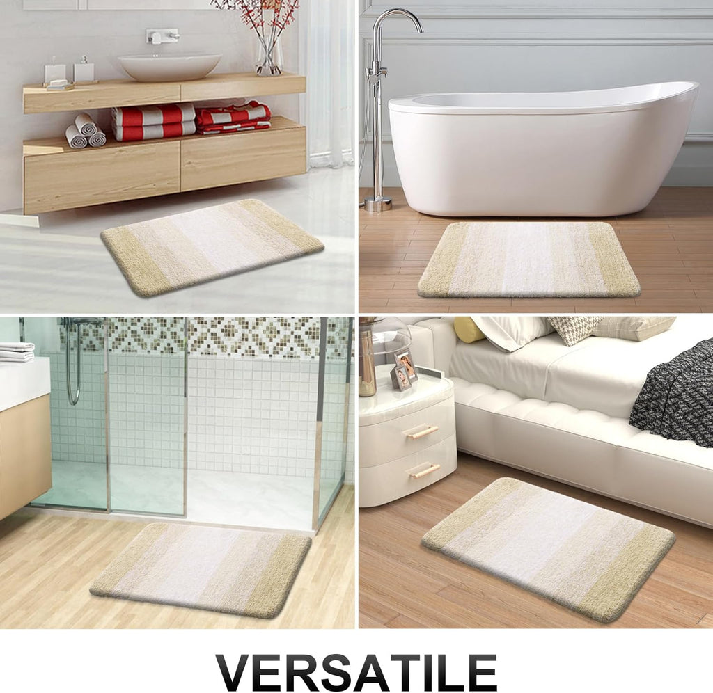 OLANLY Bathroom Runner Rug Mat - Extra Soft Microfiber, Quick Dry & Washable | 70x24, Light Beige