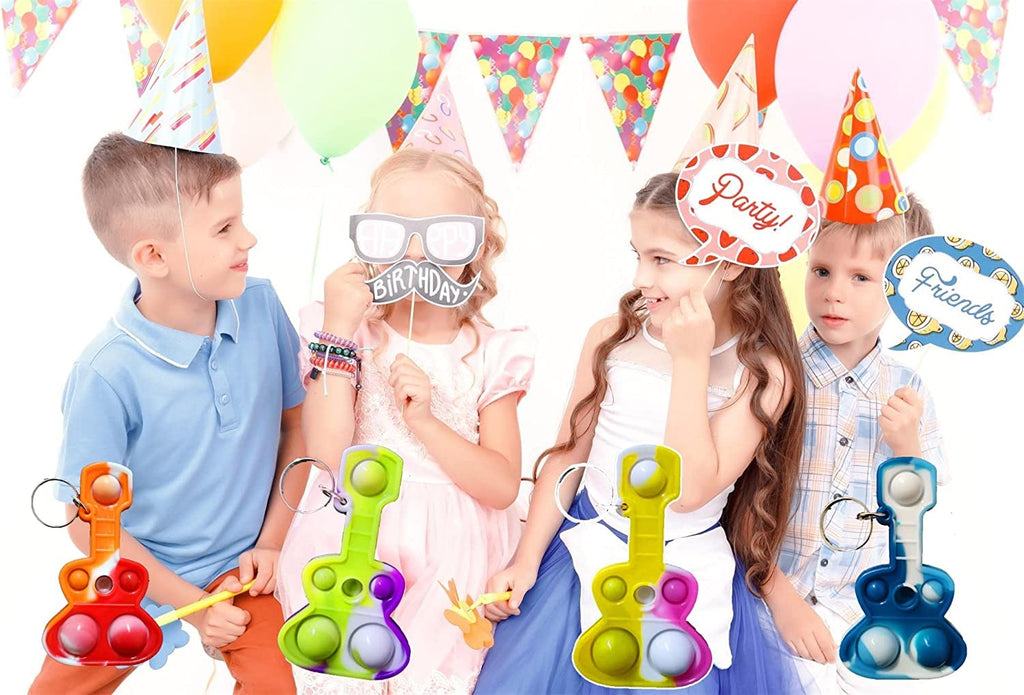 (Students Birthday Gifts and Party Favors) 30 Packs Guitar Bulk Mini Pop for Adult Kids,Cool Shape Sensory Small Bubble Fidget Classroom Supplies