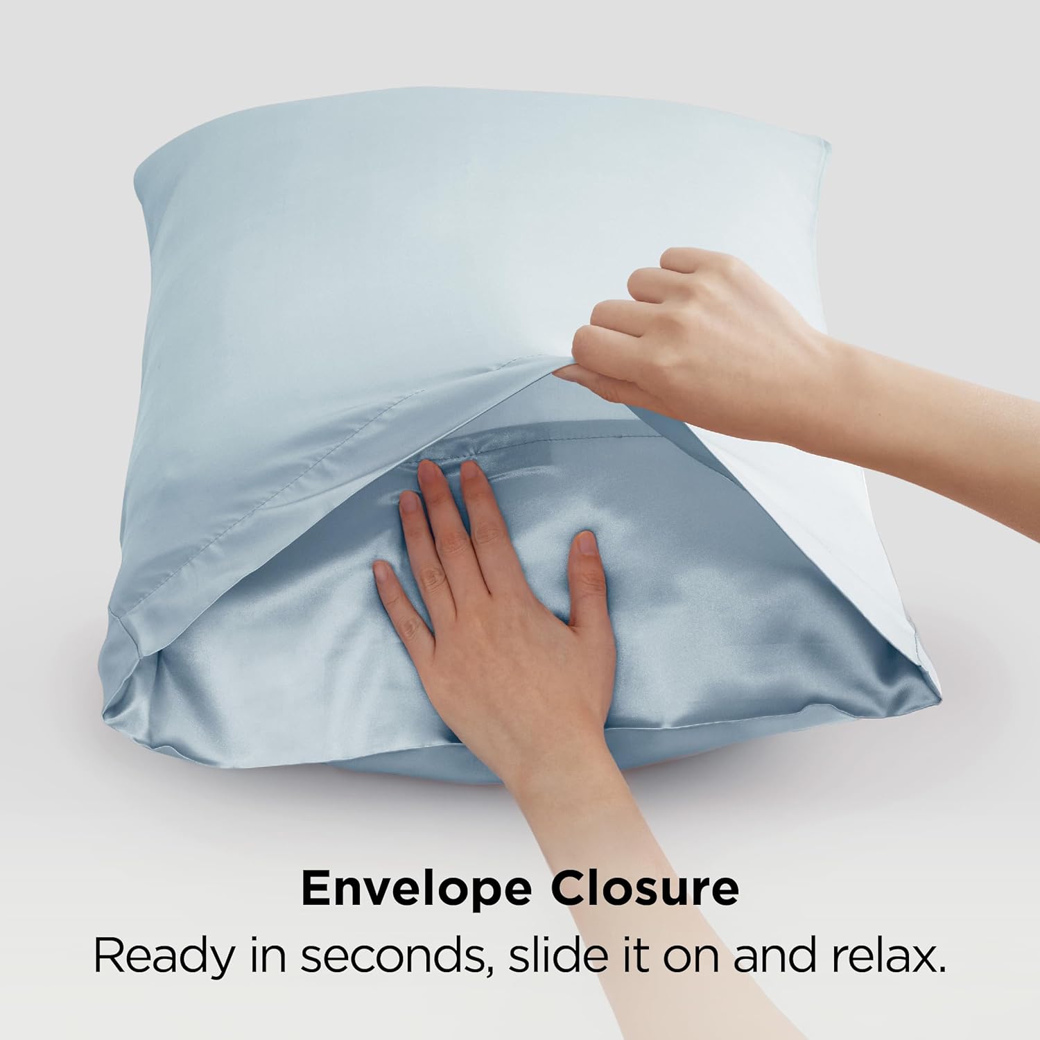Bedsure Satin Pillowcases - Luxurious Silk-Like Queen Size Set of 2 | Stone Blue, 20x30 Inches