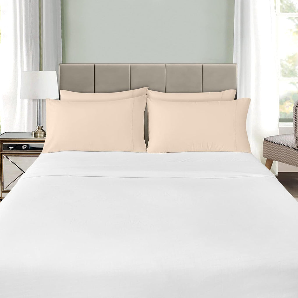 Utopia Bedding Standard Pillow Cases - 4 Pack Soft Brushed Microfiber - Fade Resistant 20 x 26 Inches | Beige